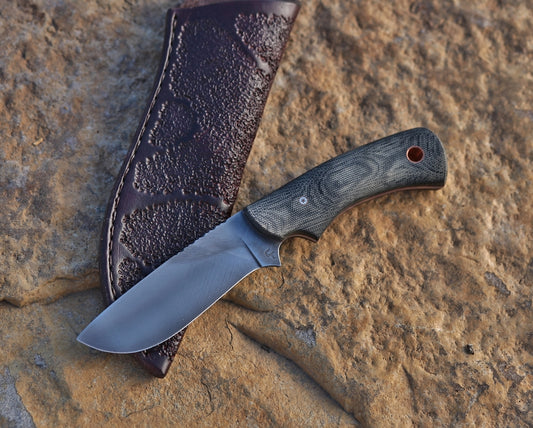 Big Game hunting knife, layered canvas micarta