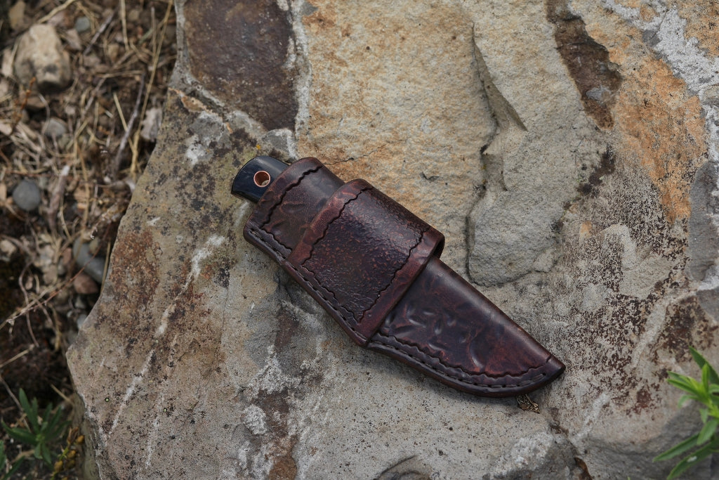 Custom drop point hunting knife, water buffalo