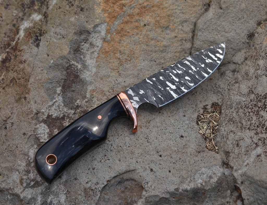 Custom drop point hunting knife, water buffalo