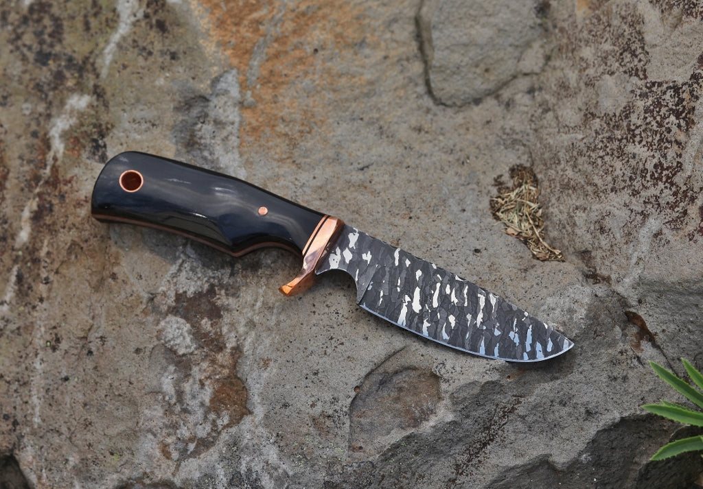 Custom drop point hunting knife, water buffalo