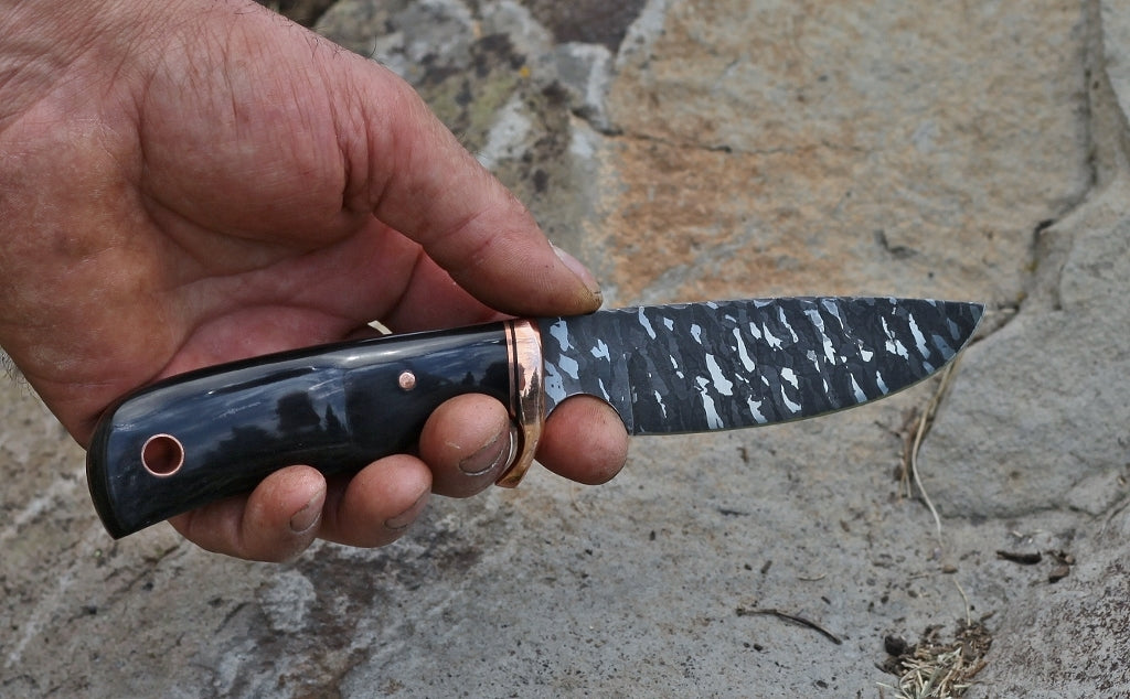 Custom drop point hunting knife, water buffalo