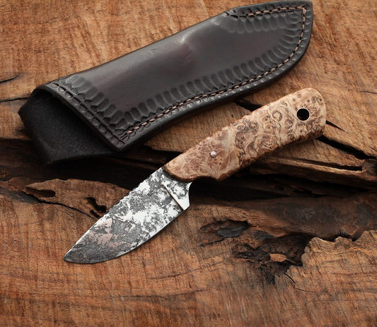 Drop Point hunting knife, spalted maple burl