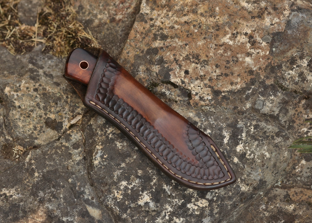 Guardless drop point hunter, ironwood burl