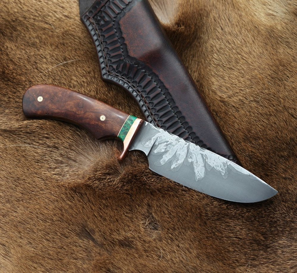 Large Game/Camp Knife, ironwood & jade