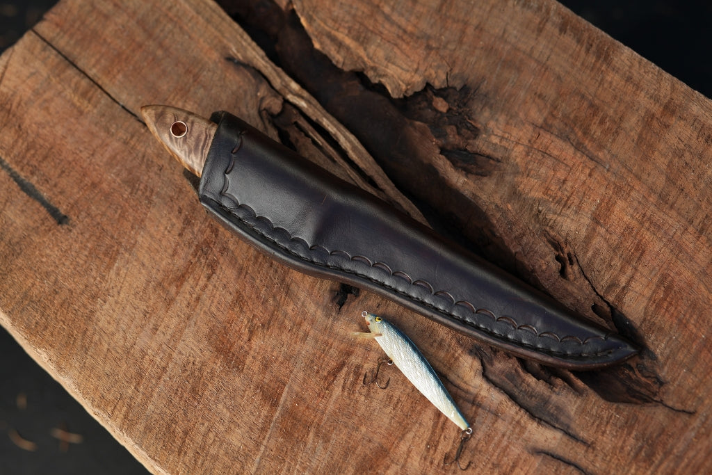 Custom filet/fishing knife, figured maple