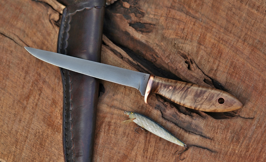 Custom filet/fishing knife, figured maple