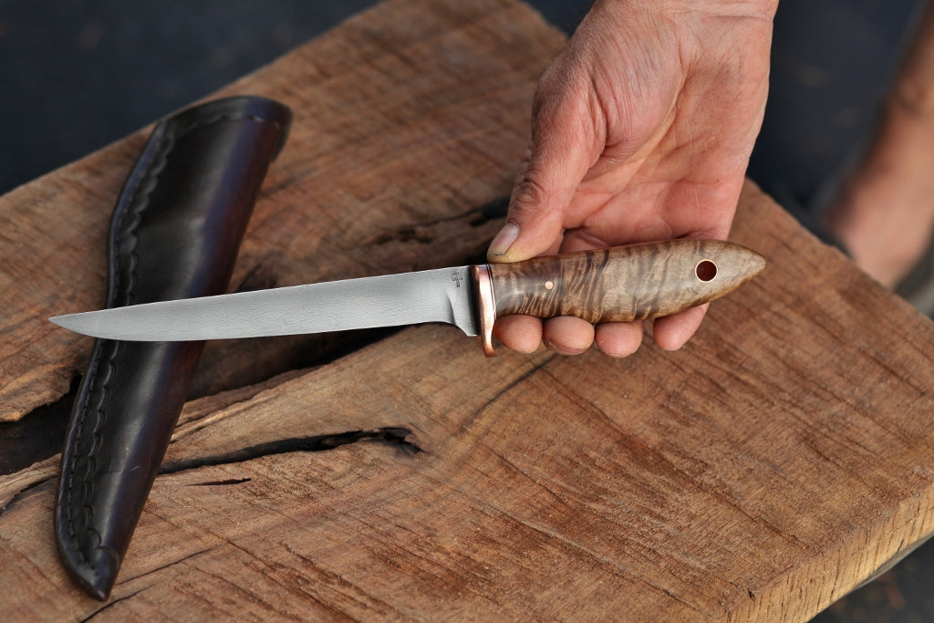 Custom filet/fishing knife, figured maple