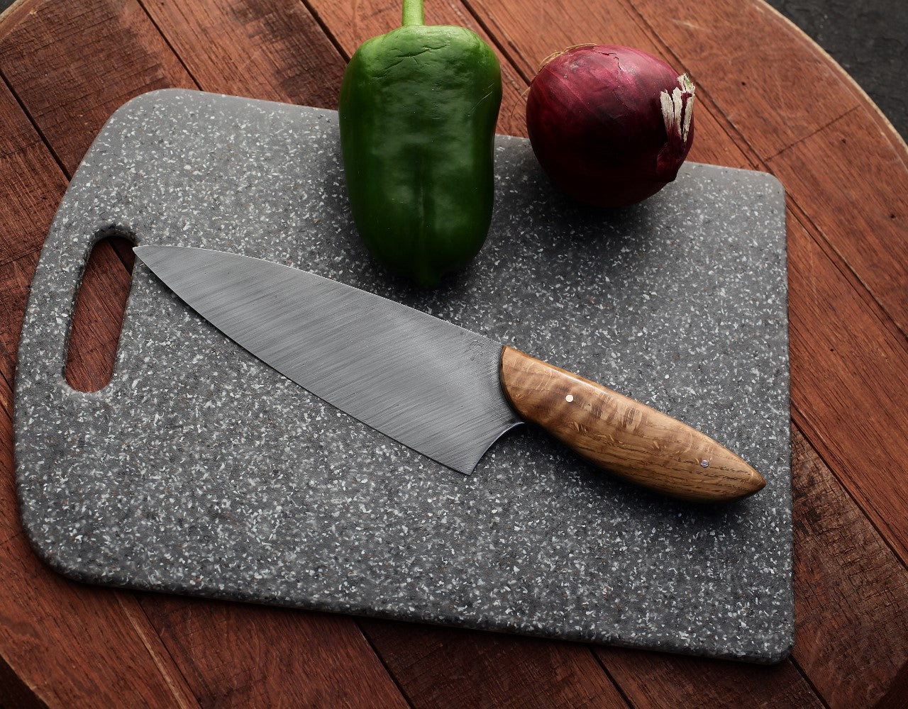 7.25 inch Custom Chefs knife, figured oak