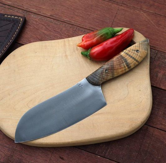 Custom Camp/chef knife, Ponderosa pine