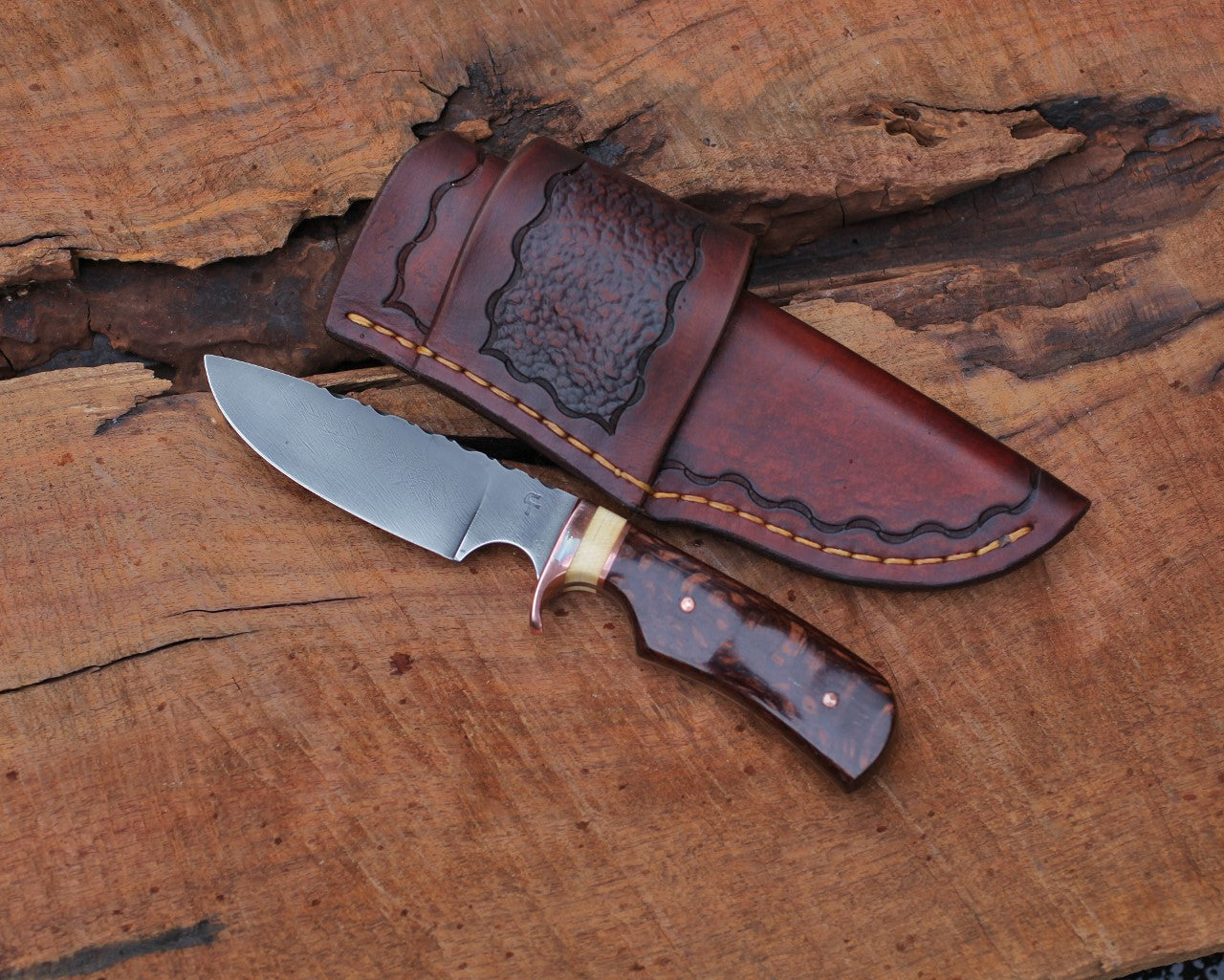 Custom Drop point Hunter, leopard wood