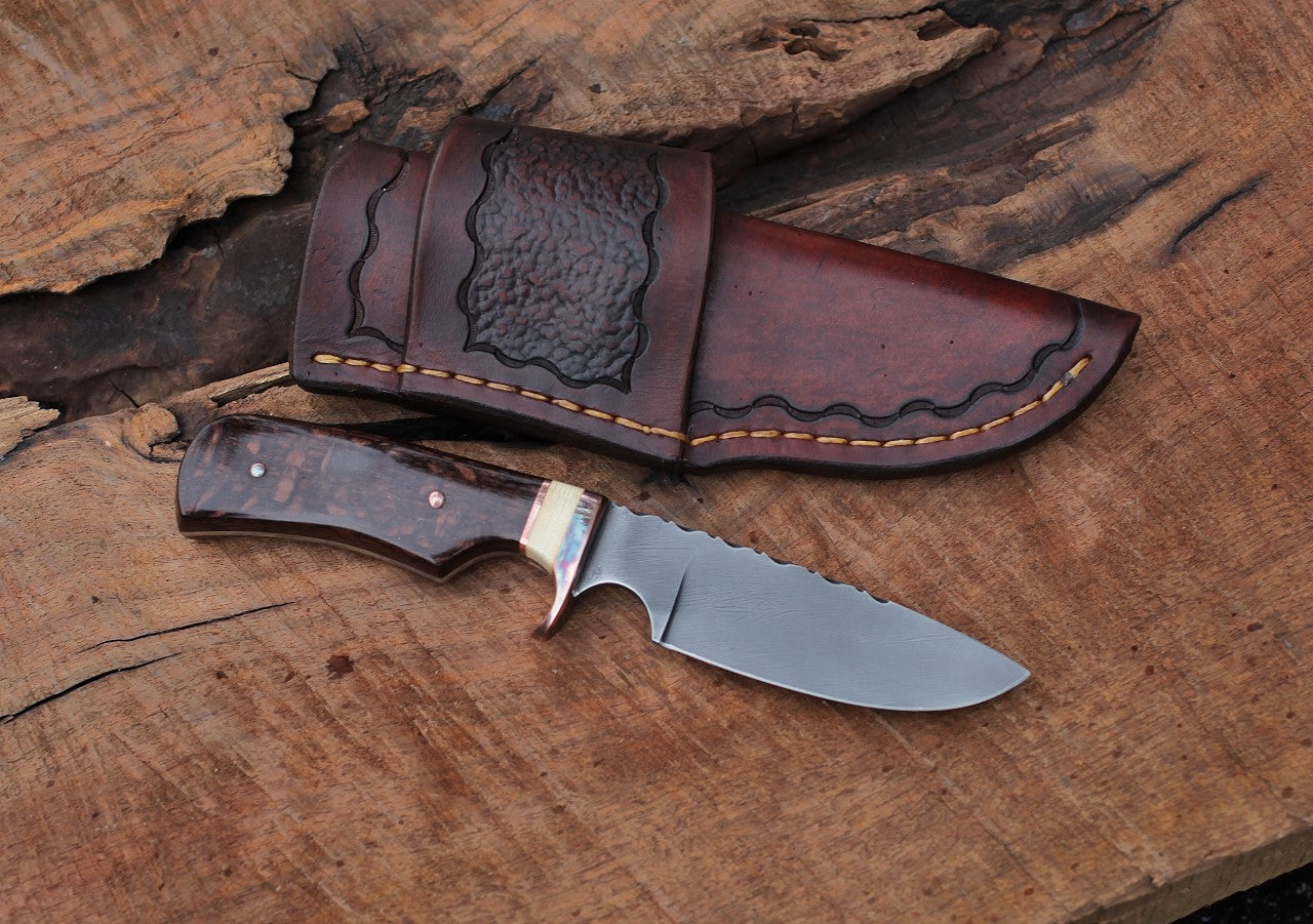 Custom Drop point Hunter, leopard wood