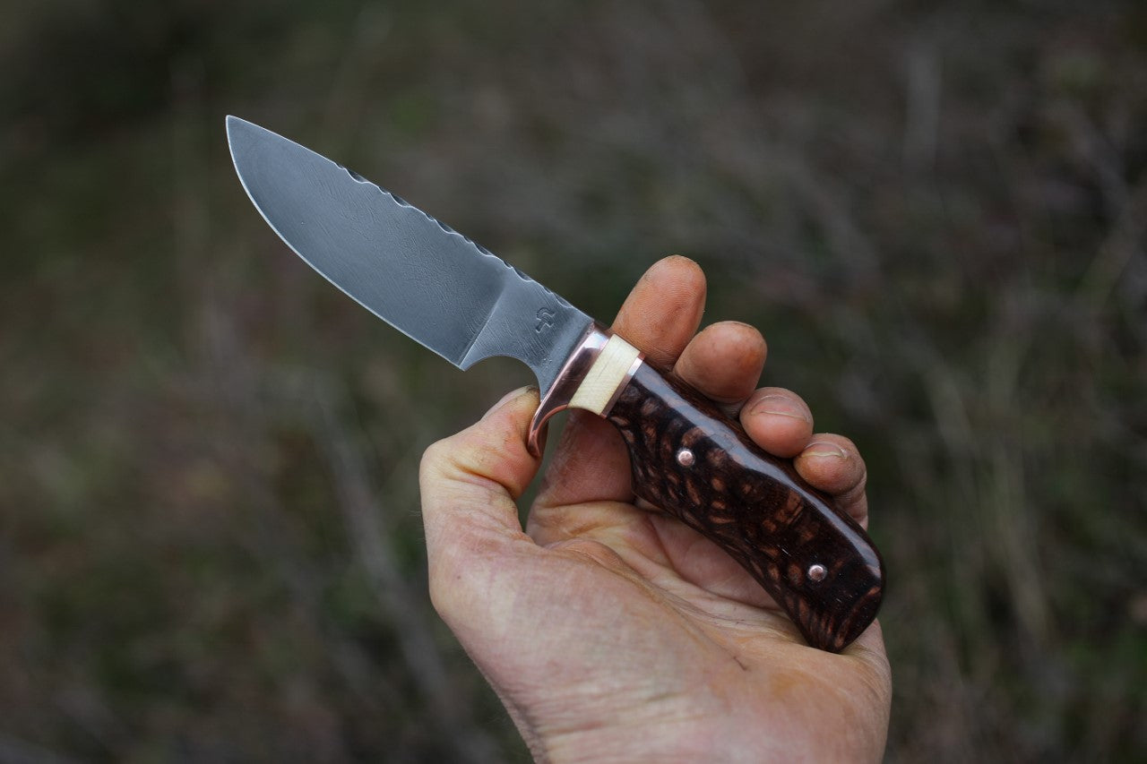 Custom Drop point Hunter, leopard wood