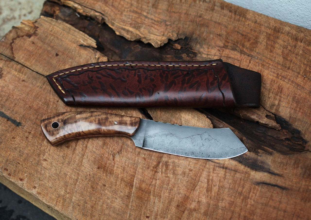 Custom spay point Camp knife, walnut