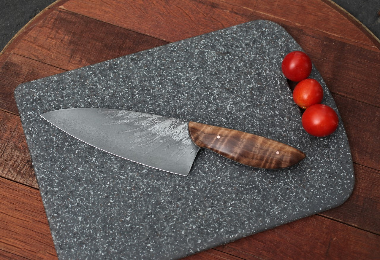 7 inch Custom chefs knife, figured walnut