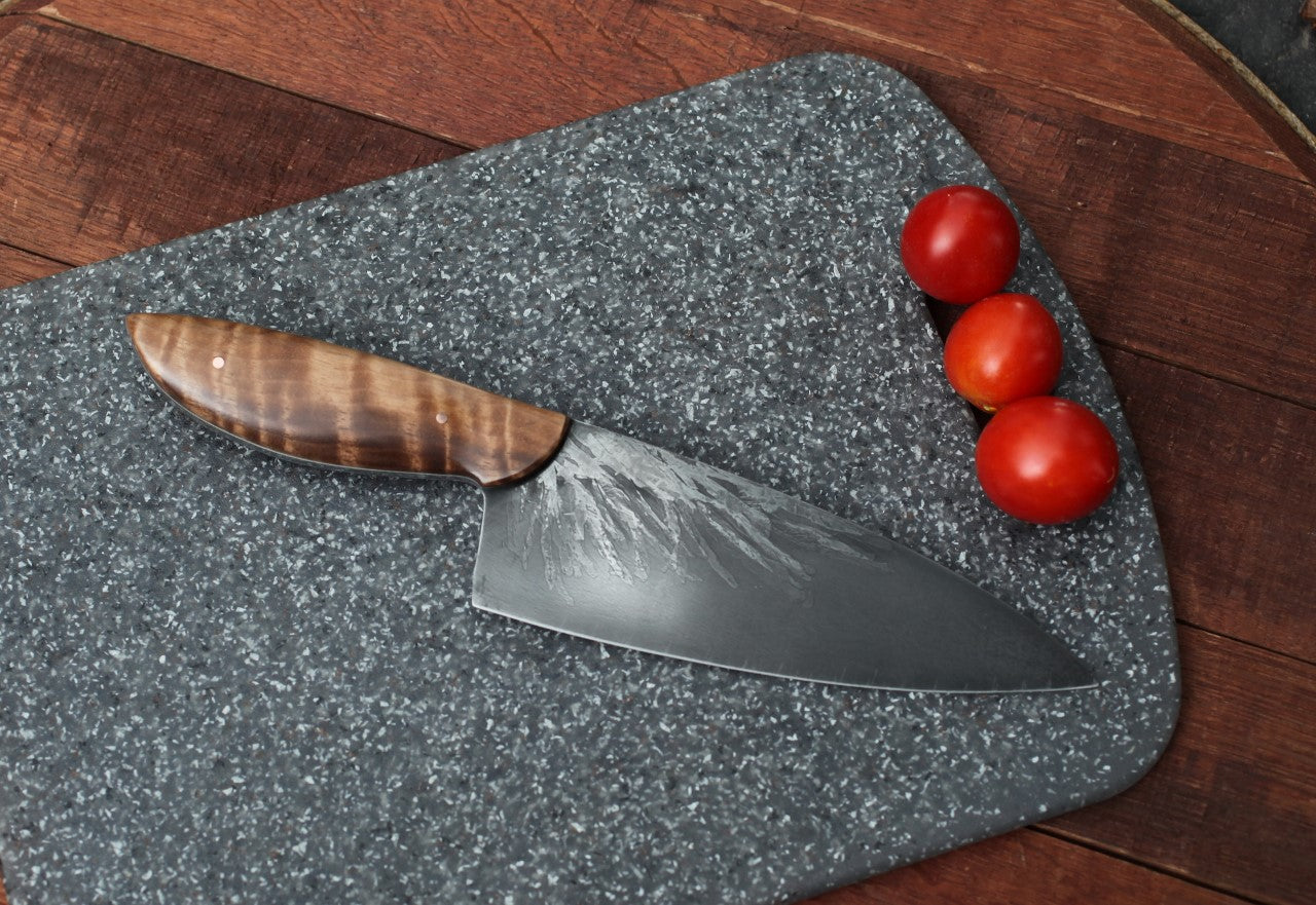 7 inch Custom chefs knife, figured walnut