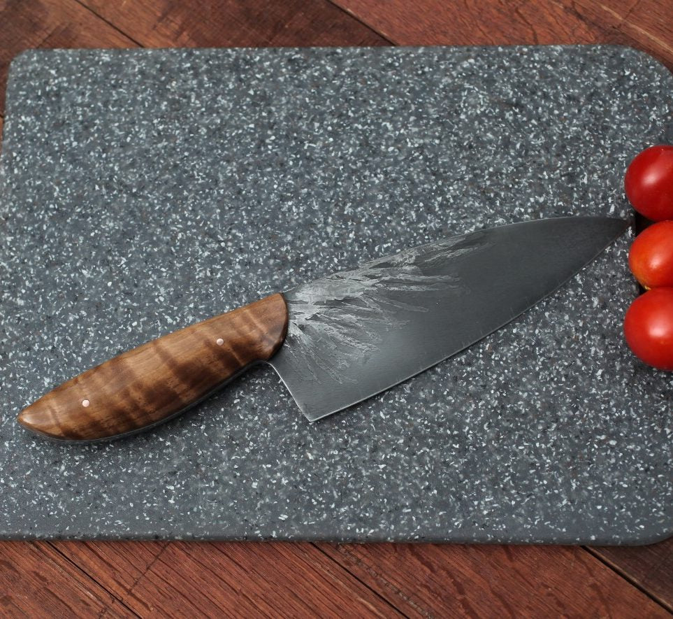 7 inch Custom chefs knife, figured walnut