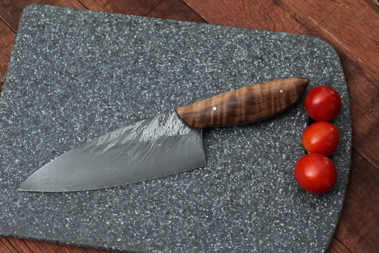 7 inch Custom chefs knife, figured walnut