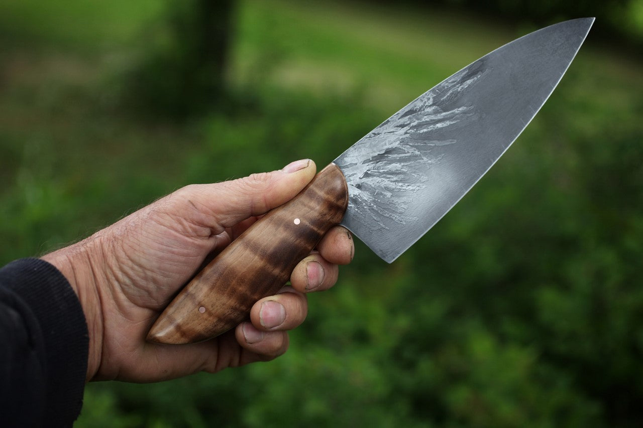 7 inch Custom chefs knife, figured walnut