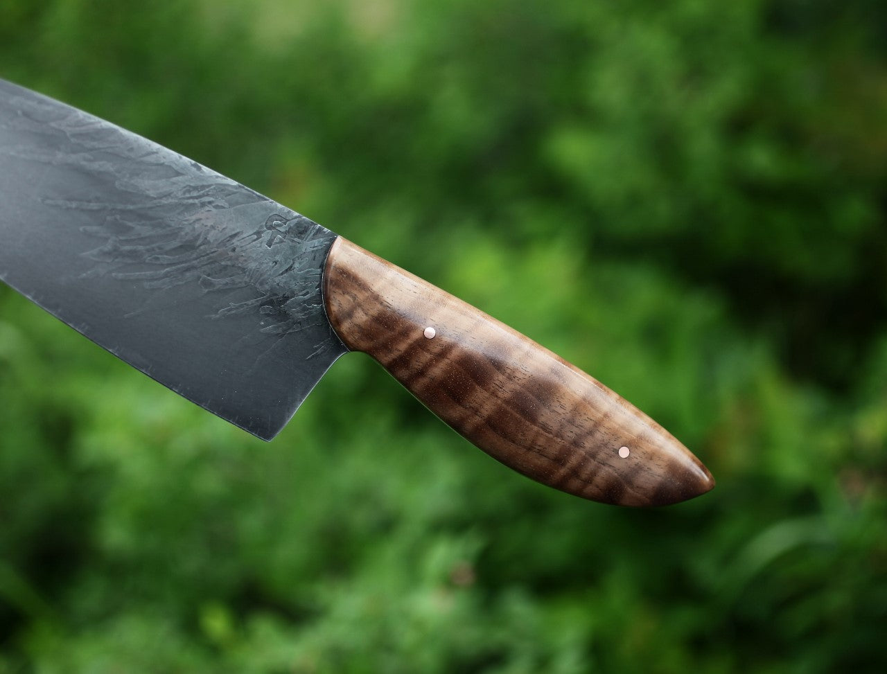 7 inch Custom chefs knife, figured walnut