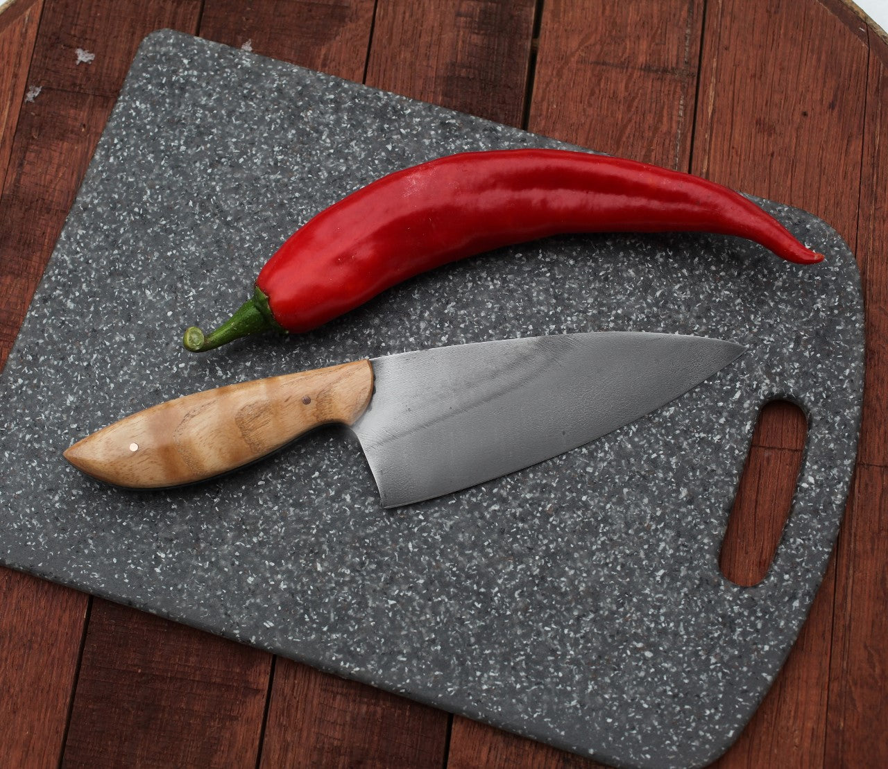 6.5 inch Custom Chefs knife, figured ash