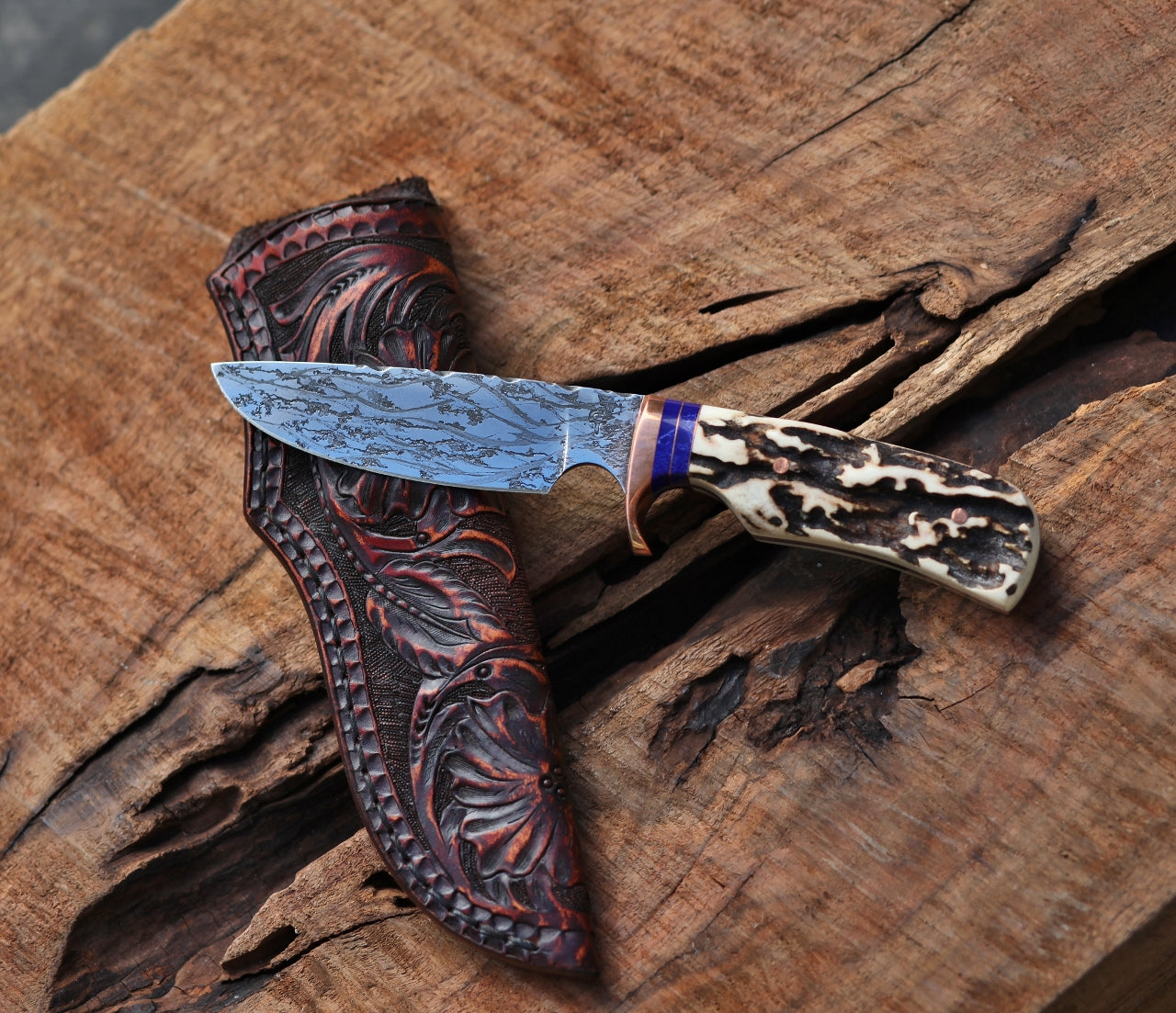 Custom drop point, Sambar stag