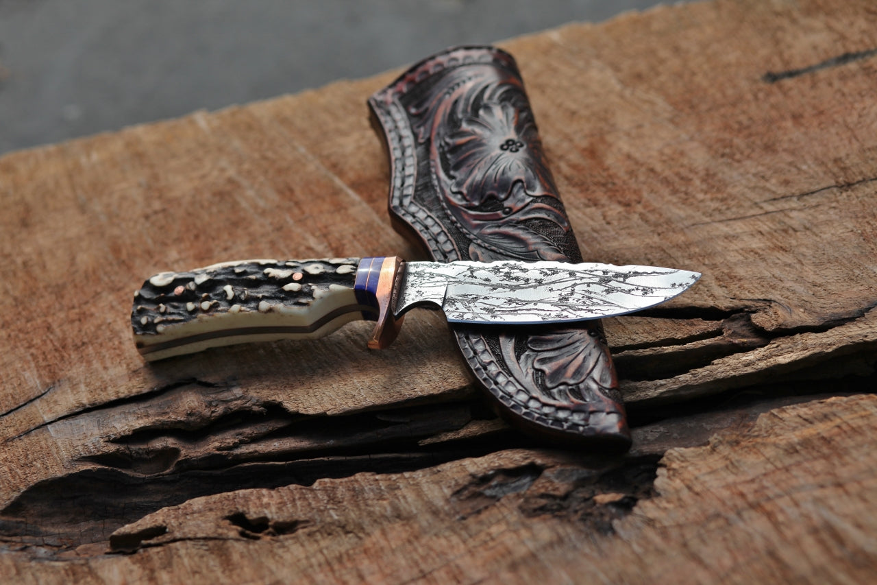 Custom drop point, Sambar stag