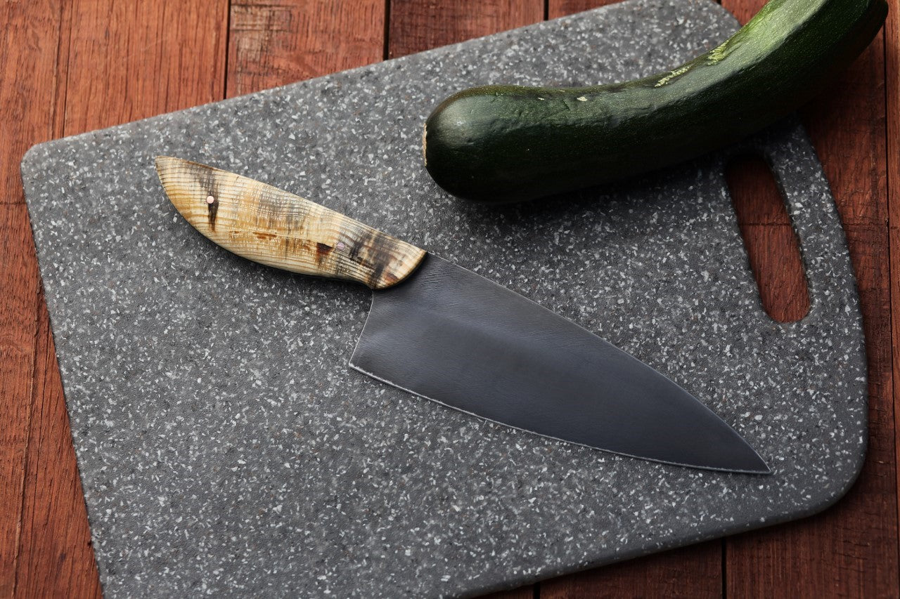 Custom 7.5 inch Chefs knife, blue Ponderosa pine