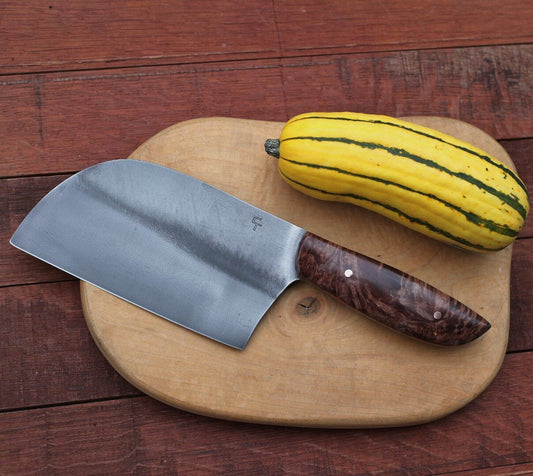 Custom Siberian cleaver, maple burl