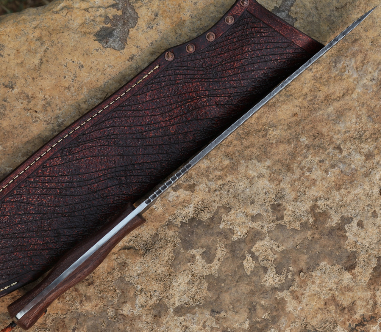10 inch Spear point camp knife, African rosewood