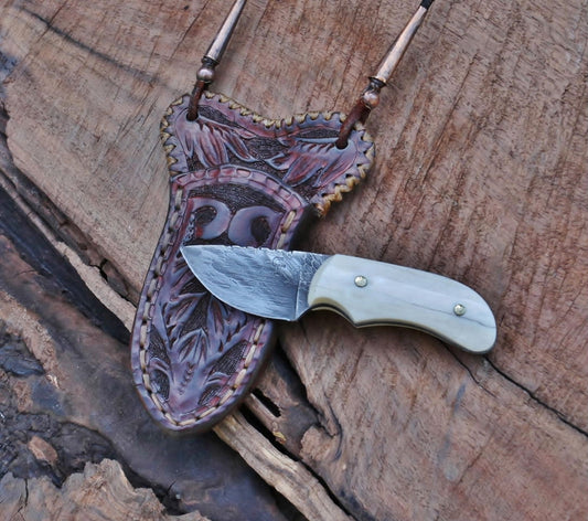 Cable neck knife, bison bone