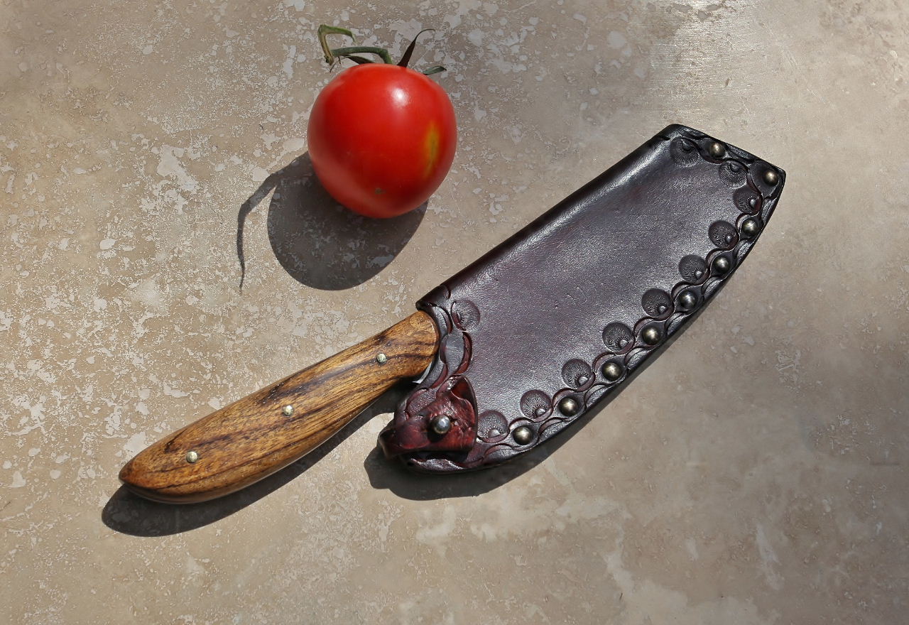 Custom camp/chefs knife, shedua wood