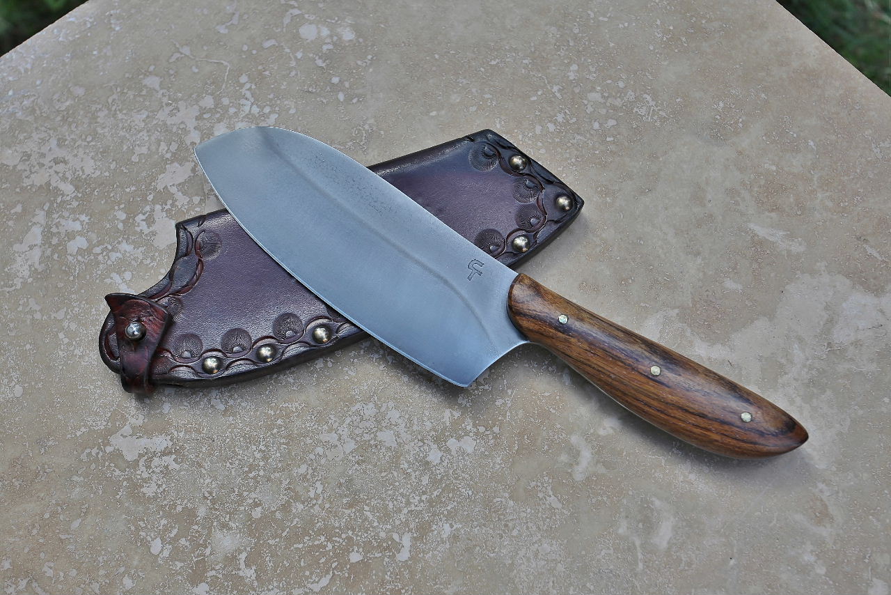 Custom camp/chefs knife, shedua wood