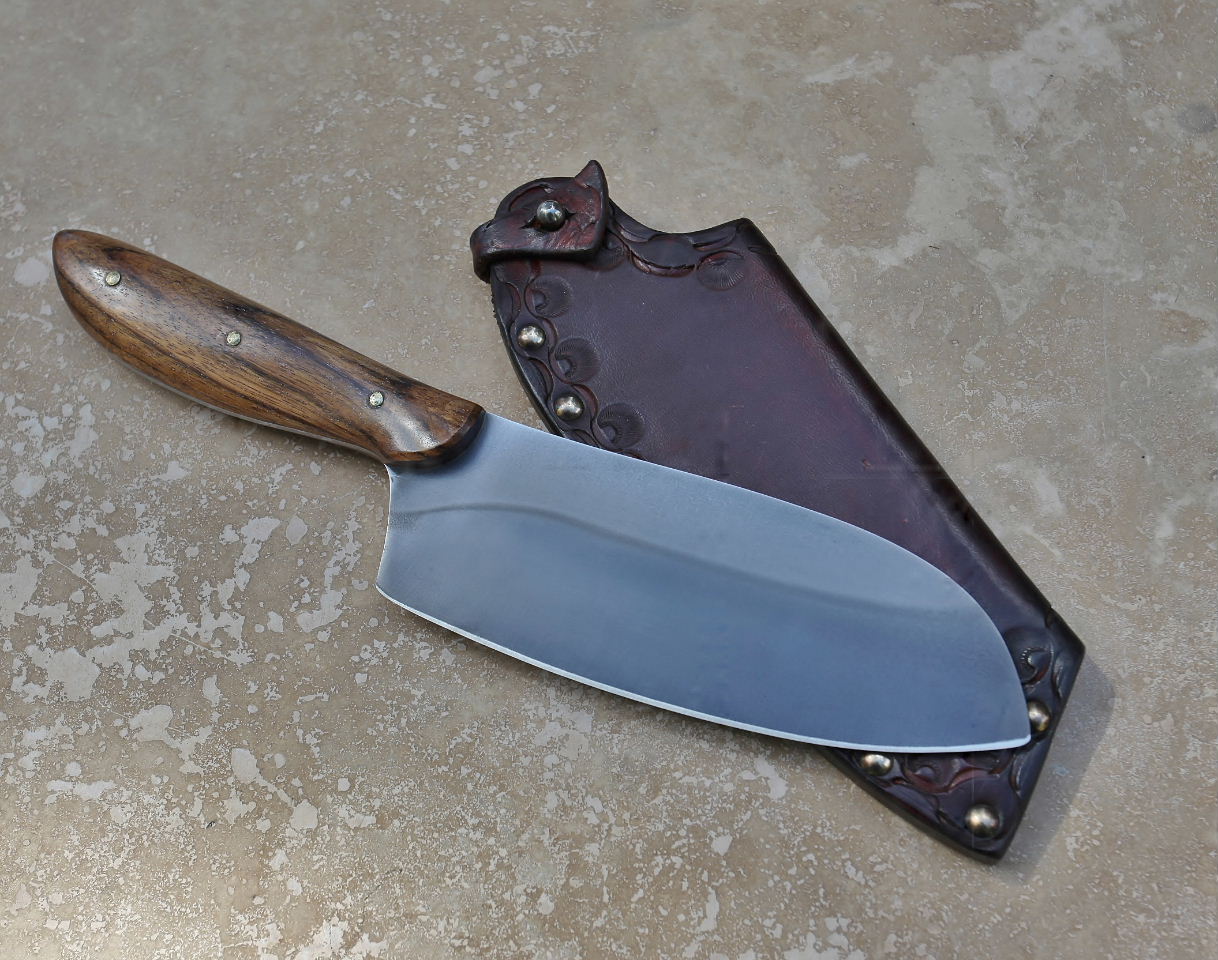 Custom camp/chefs knife, shedua wood