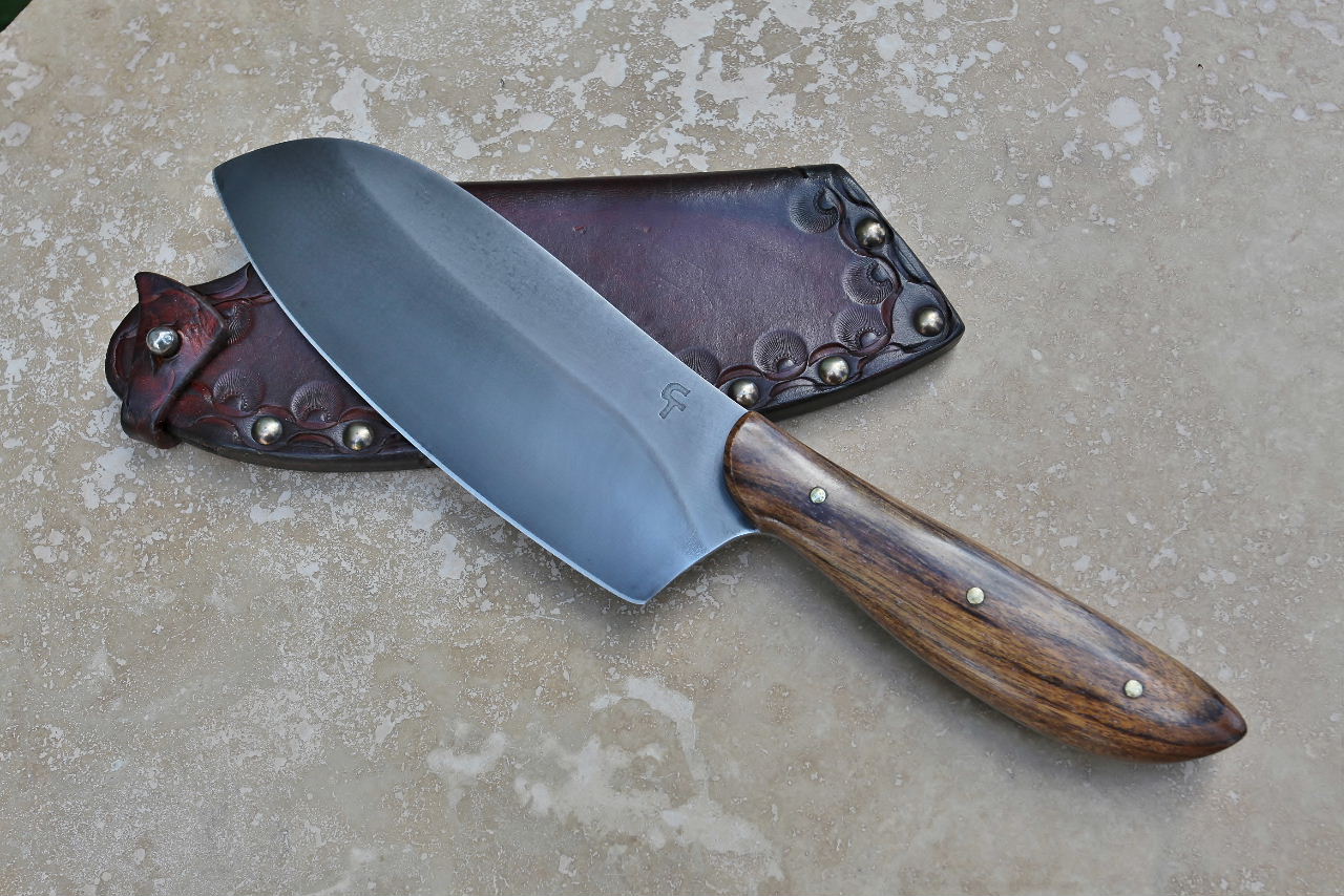 Custom camp/chefs knife, shedua wood