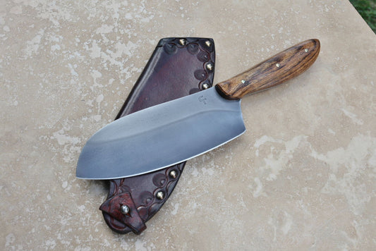 Custom camp/chefs knife, shedua wood