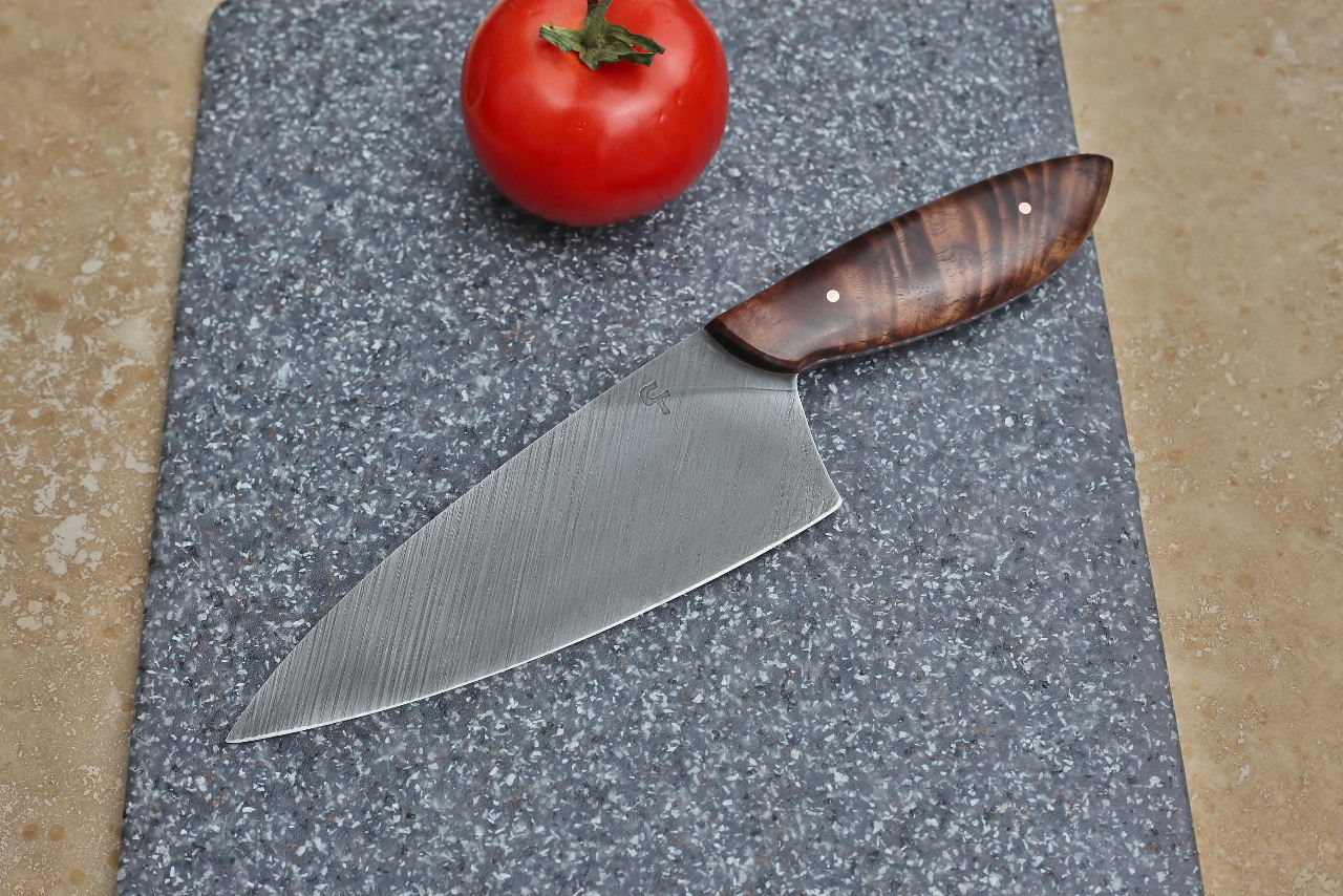 Custom 6.5 inch chefs knife,  figured walnut