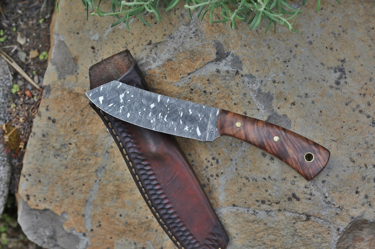 Custom 5 inch utility, spay point, figured walnut