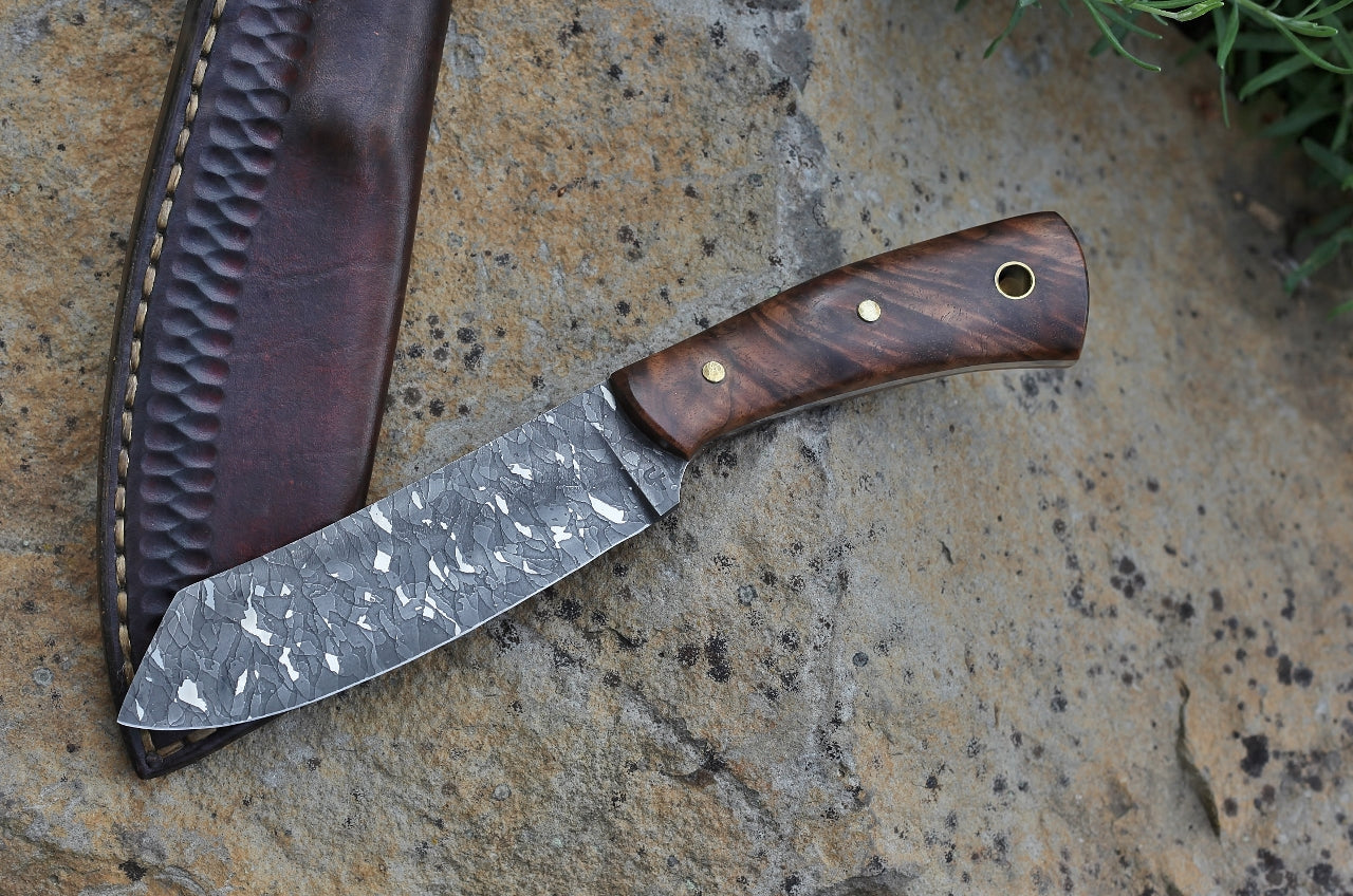 Custom 5 inch utility, spay point, figured walnut