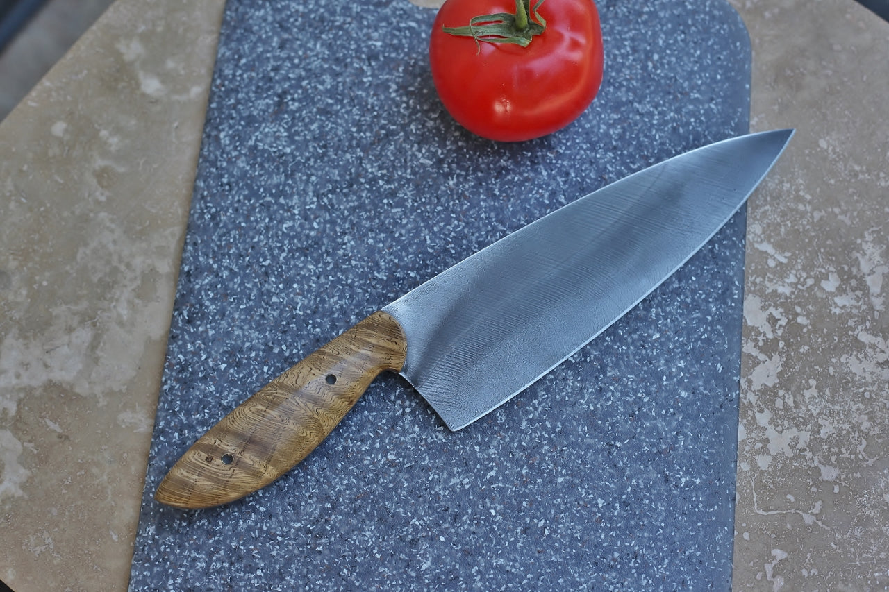 8.5 inch Chefs knife, figured oak