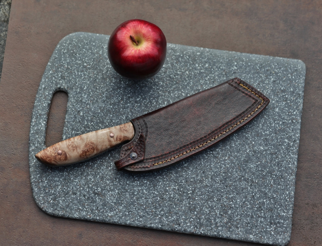 Custom Camp/chef Knife, maple burl