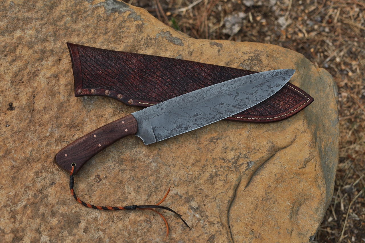 10 inch Spear point camp knife, African rosewood