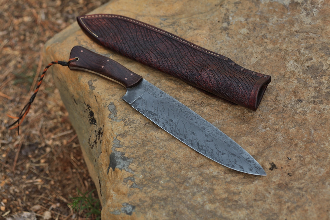 10 inch Spear point camp knife, African rosewood