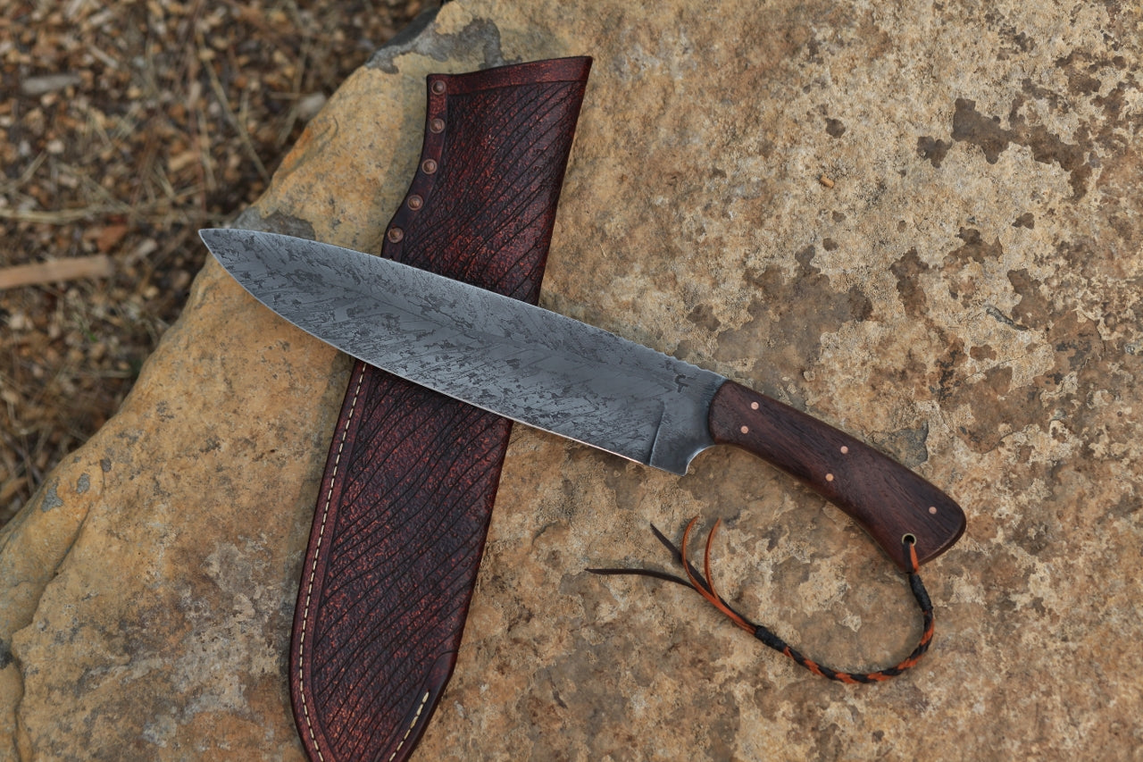 10 inch Spear point camp knife, African rosewood