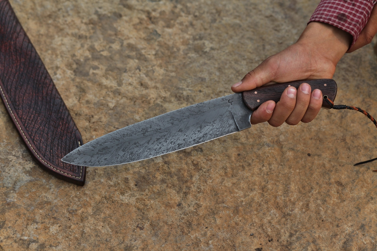 10 inch Spear point camp knife, African rosewood