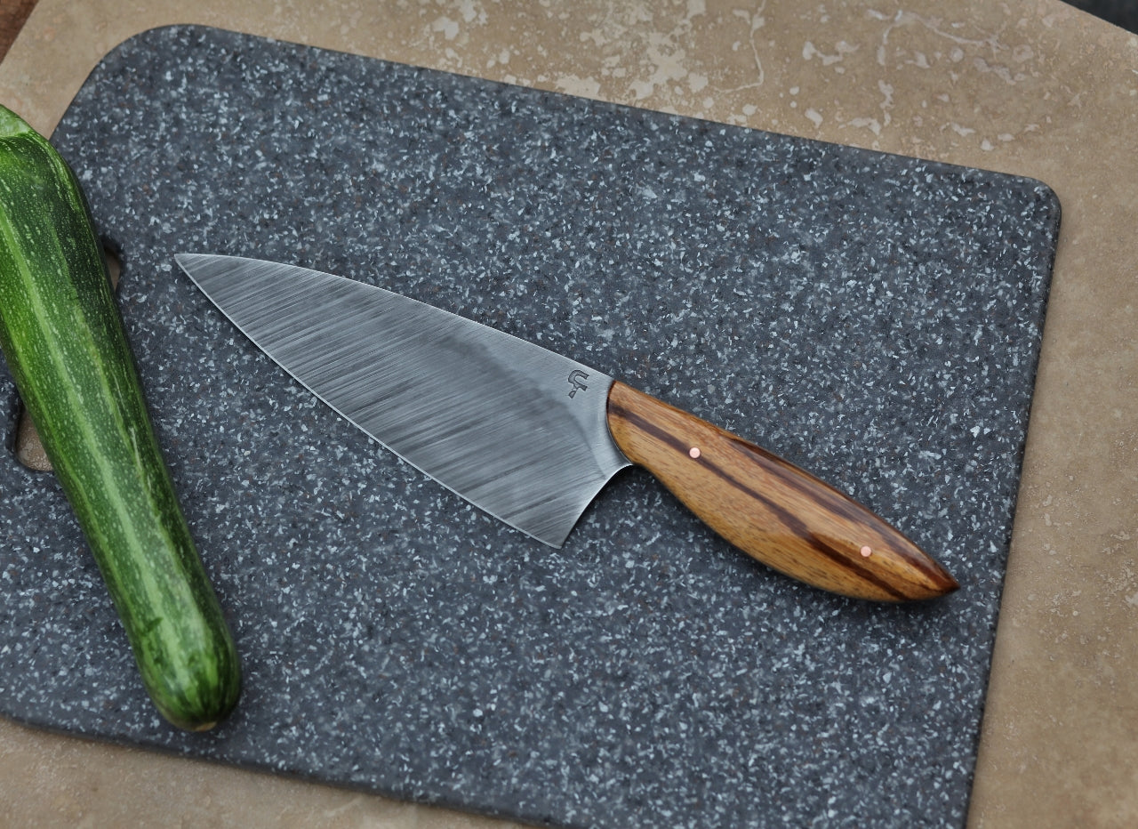 Custom 6 inch Chefs knife, marble wood