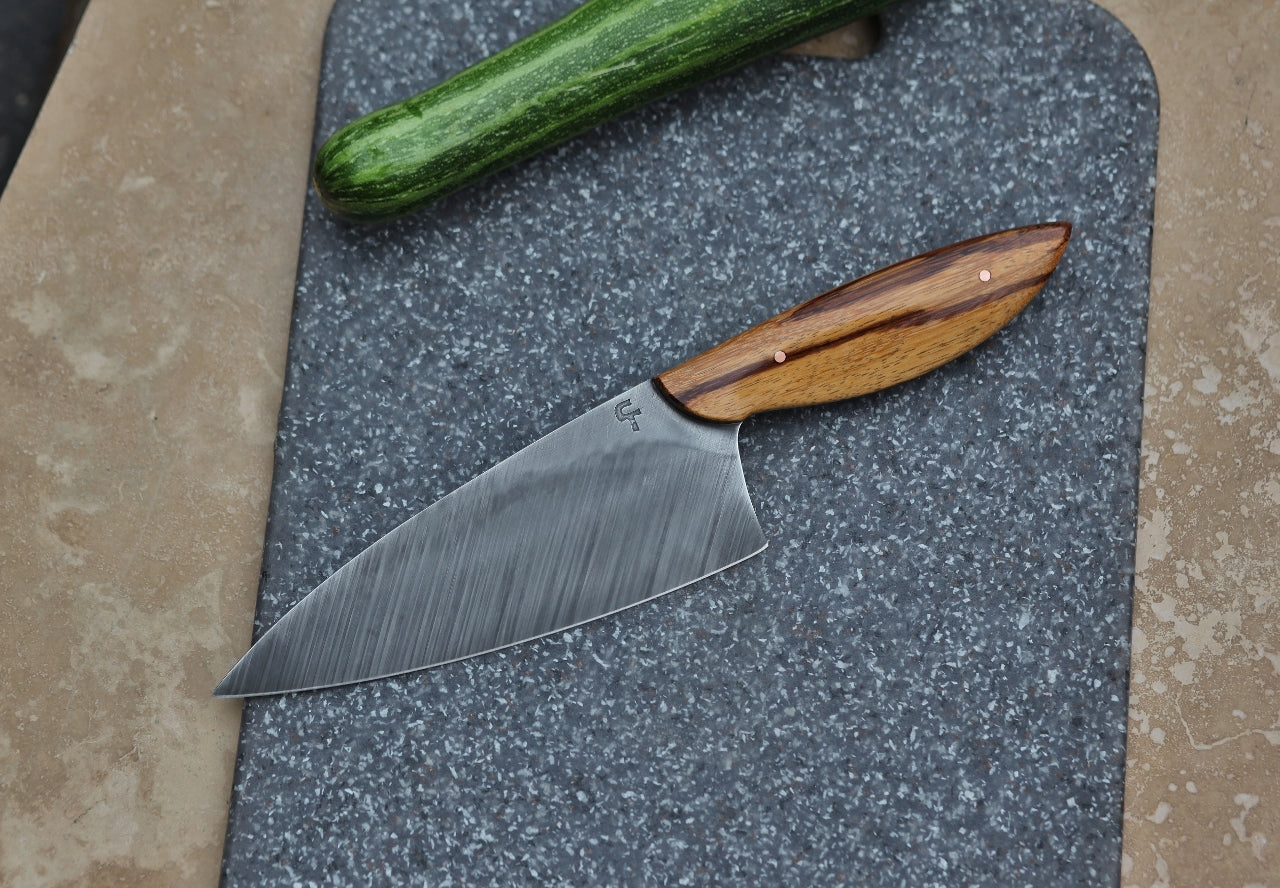 Custom 6 inch Chefs knife, marble wood