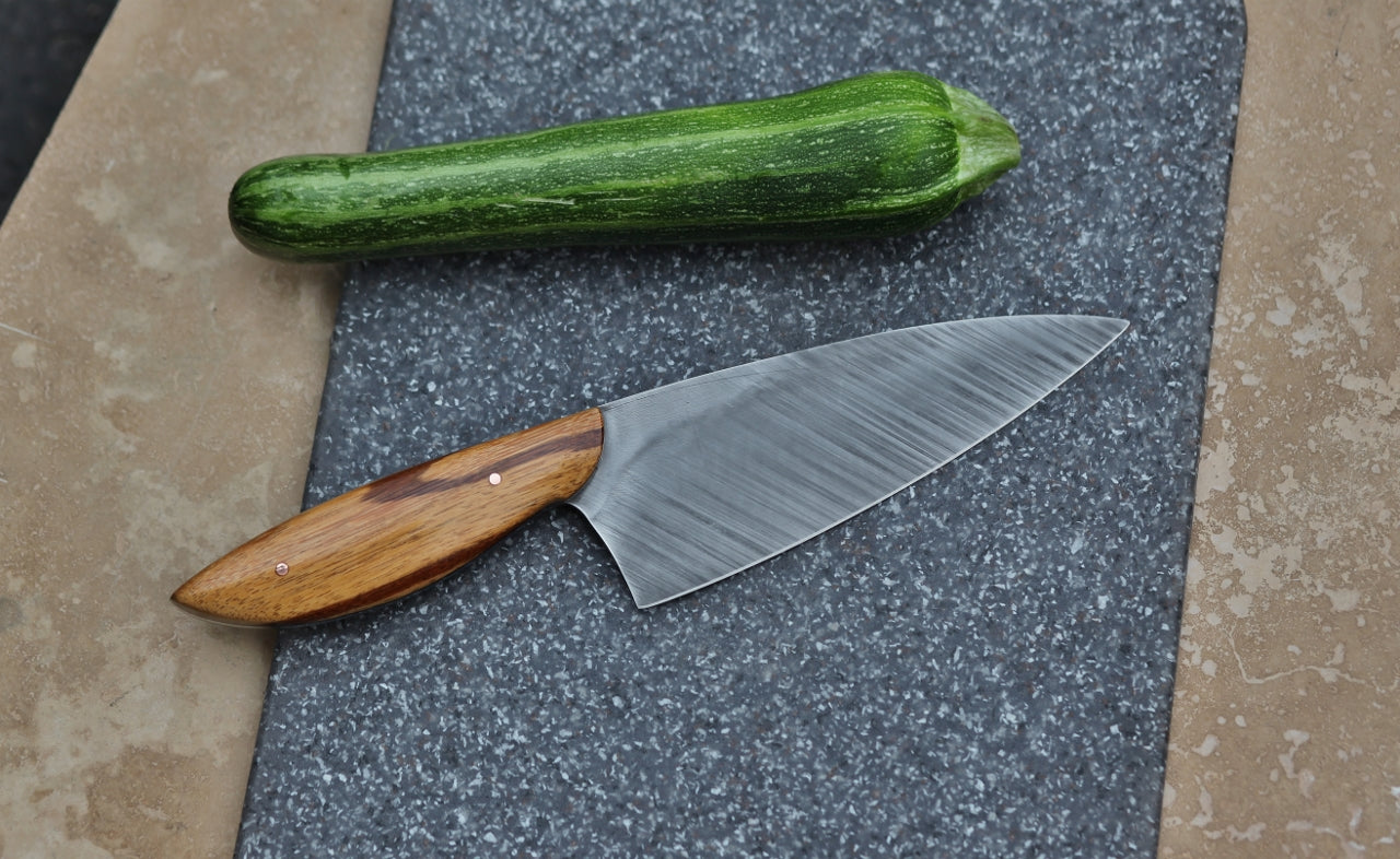 Custom 6 inch Chefs knife, marble wood