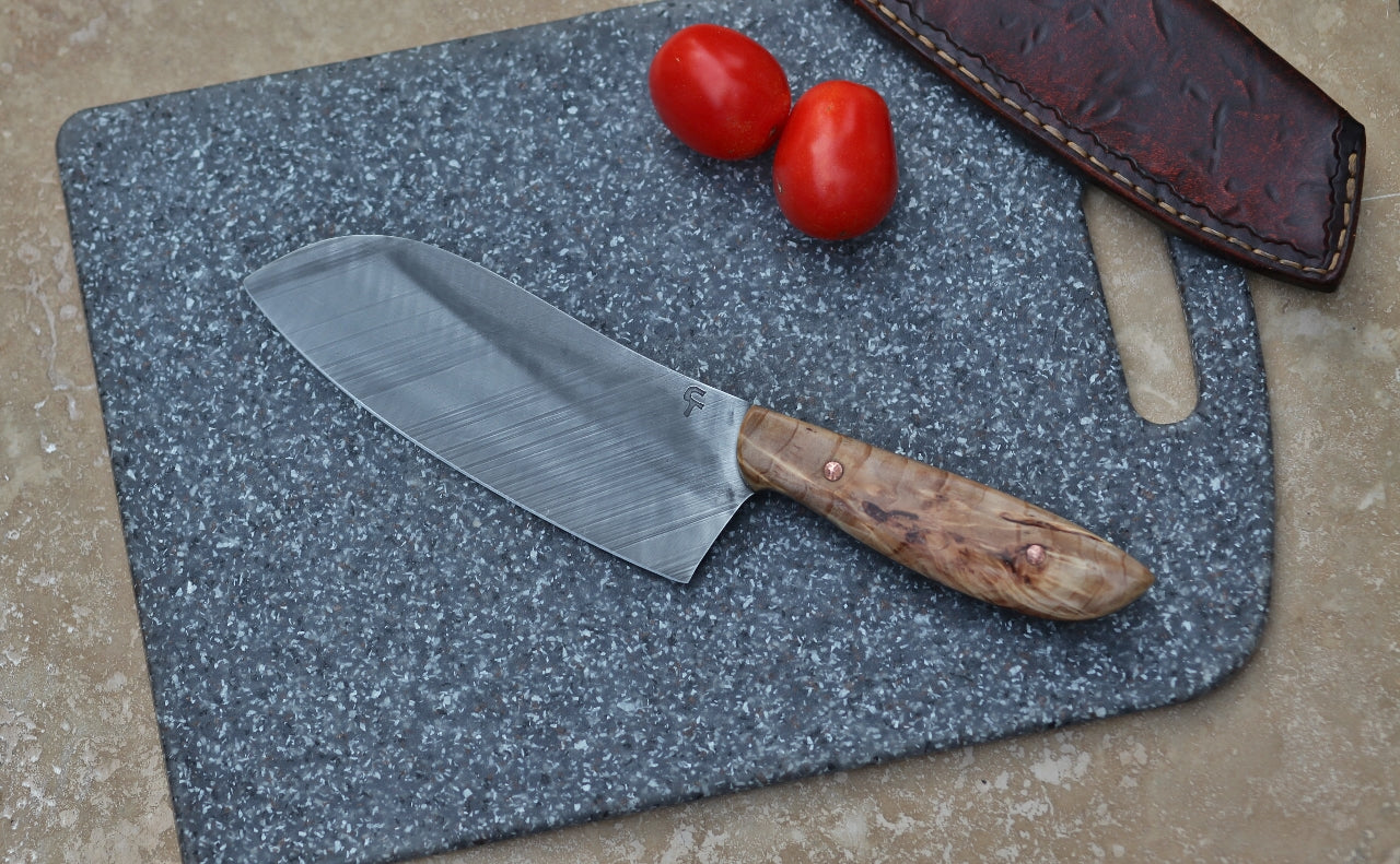 Custom camp/chef knife, spalted cottonwood