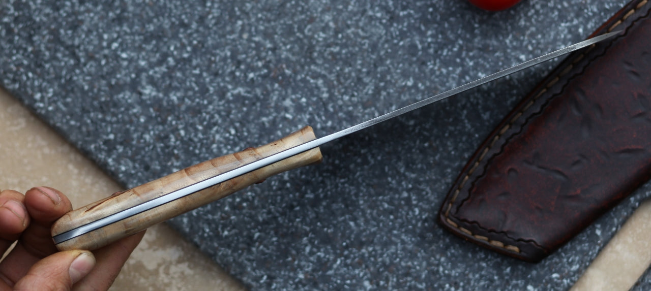 Custom camp/chef knife, spalted cottonwood