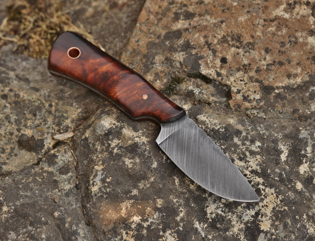 Guardless drop point hunter, ironwood burl